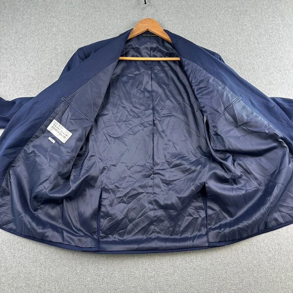 NEW Perry Ellis Suit Jacket Men's 42R Blue Portfolio Slim Fit‎ Stretch MSRP $260